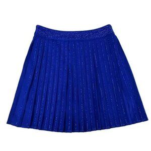 Nylon Apparel Women's Zip Up Fit & Flare Sequins Mini Pleated Skort Royal  Blue
